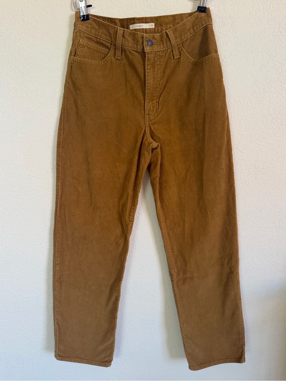 Levi’s 94 Baggy Corduroy Pants Women’s 26 Brown Caramel High Rise Wide Leg Y2K